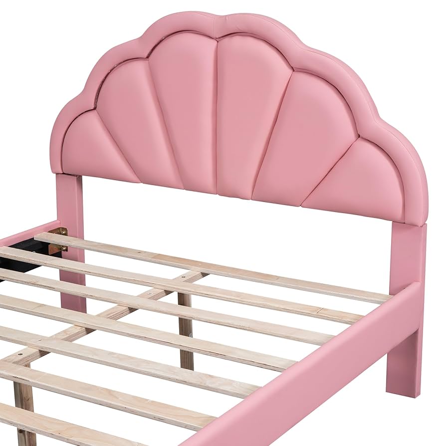 prime-roseさま専用ページ Homfa Pink Full Size LED Bed Frame, Velvet Upholstered